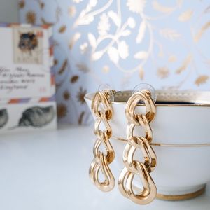 Vintage Chunky Gold Drop Chain Earrings